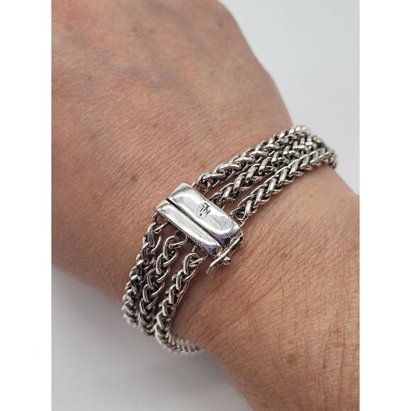 Lauren Ralph Lauren Womens Silver Tone Knotted Chain Bracelet Classic - Picture 8 of 11